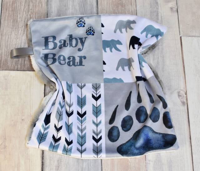 Baby Bear Lovey - Security Blanket Mini Paw Gift Minky - image 1