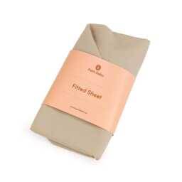 Beige Fitted Cotton Sheet, Organic Baby Crib Spannbettlaken 60x120 cm - thumbnail 2