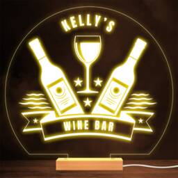 Wine Bottles & Glass Stars Banner Home Bar Man Cave Gift Night Light - thumbnail 1