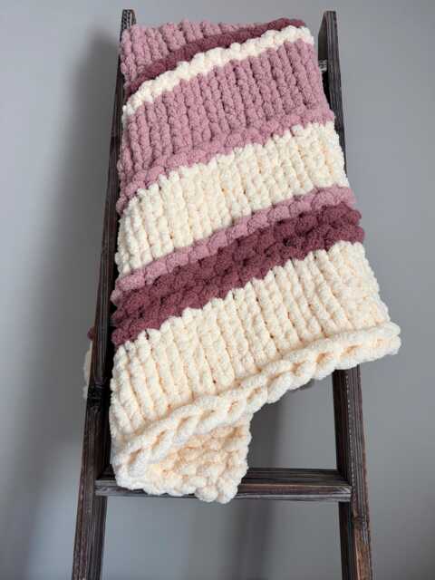 Handmade Chunky Knit Chenille Blanket Soft Jumbo Throw, Oversized Blanket - image 1