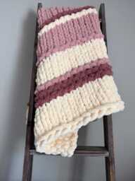 Handmade Chunky Knit Chenille Blanket Soft Jumbo Throw, Oversized Blanket - thumbnail 1