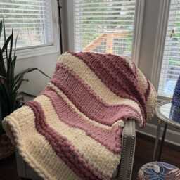 Handmade Chunky Knit Chenille Blanket Soft Jumbo Throw, Oversized Blanket - thumbnail 2