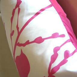 Hot Pink On Off - White Bird Cherry Blossom Pillow - thumbnail 4