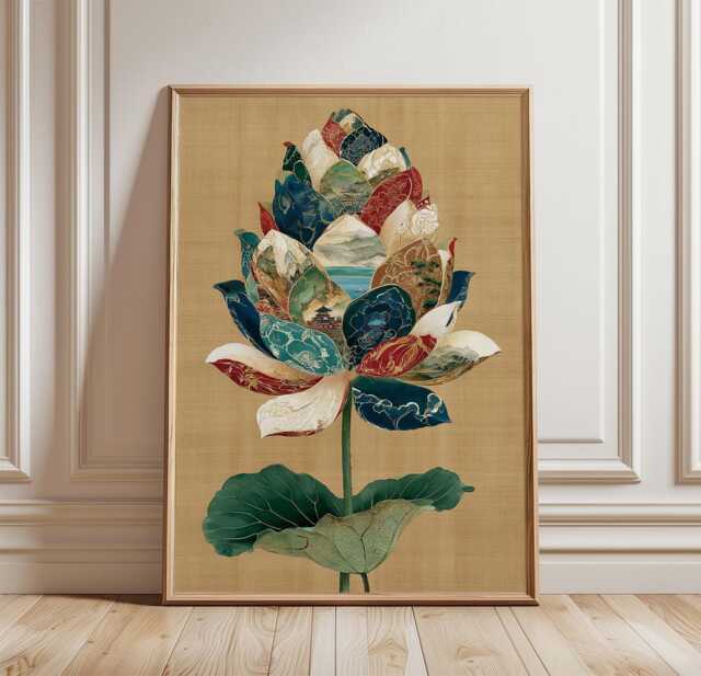 Lotus Flower Poster, Asian Botanical Wall Art, Nature Print - image 1