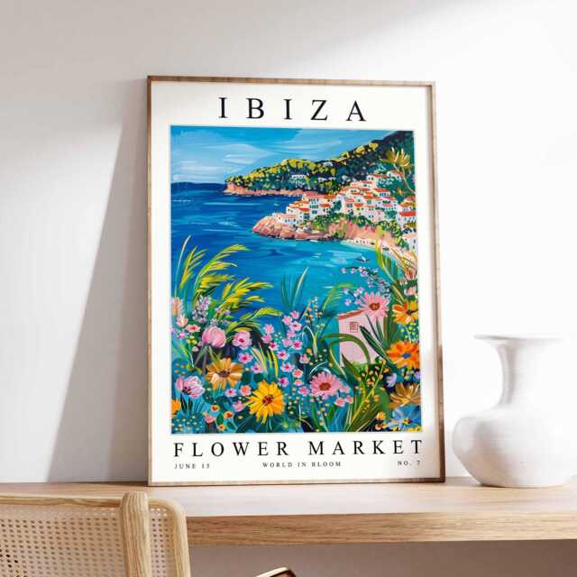 Ibiza Flower Market Poster Balearic Island Floral Print