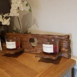 Solid Oak Rustic Candle Shelf With Heart Cut Out Detail .candles Not Included - thumbnail 2