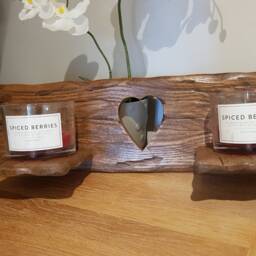 Solid Oak Rustic Candle Shelf With Heart Cut Out Detail .candles Not Included - thumbnail 3