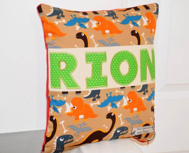 Personalised Dinosaur Cushion, Handmade Cushions For Children, Children's Animal Nursery Children - image 1