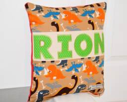 Personalised Dinosaur Cushion, Handmade Cushions For Children, Children's Animal Nursery Children - thumbnail 1