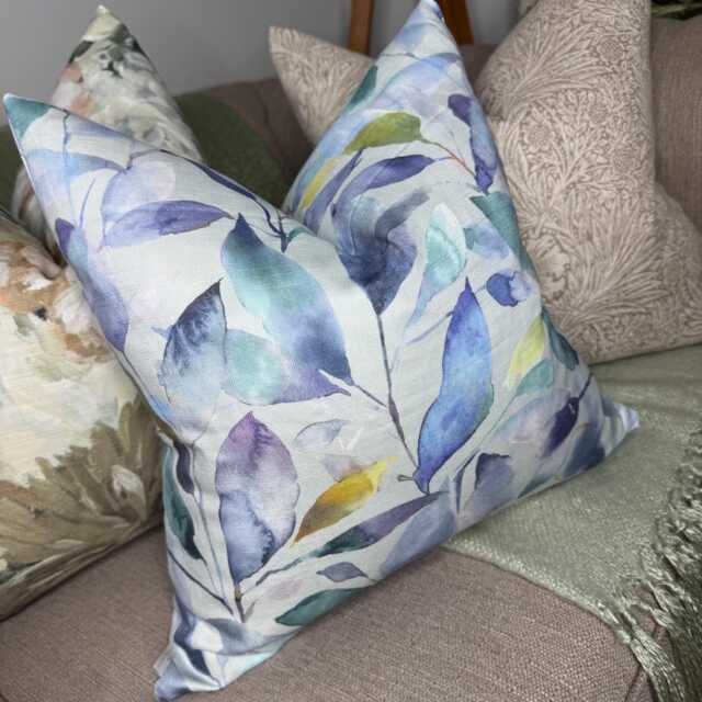 Handmade Voyage Cushion Cover, Maison Jarvis Fabric Lemon, Decorative Pillow Cover For Sofa, Bed, Window, Chair, Living Room, Blue - image 1