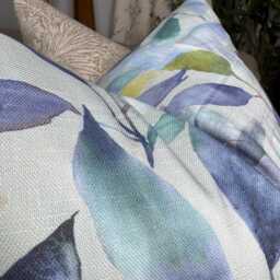 Handmade Voyage Cushion Cover, Maison Jarvis Fabric Lemon, Decorative Pillow Cover For Sofa, Bed, Window, Chair, Living Room, Blue - thumbnail 2