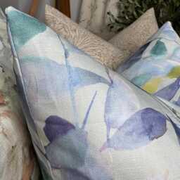 Handmade Voyage Cushion Cover, Maison Jarvis Fabric Lemon, Decorative Pillow Cover For Sofa, Bed, Window, Chair, Living Room, Blue - thumbnail 3