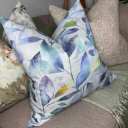 Handmade Voyage Cushion Cover, Maison Jarvis Fabric Lemon, Decorative Pillow Cover For Sofa, Bed, Window, Chair, Living Room, Blue - thumbnail 1