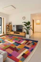 Handmade Moroccan Wool Rug - Colorful Berber Rug, Bohemian Style - thumbnail 1