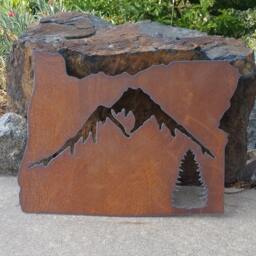 Custom State Mountain Tree Sign Oregon Recycled Steel Rustic Wall Hanging Your State Any