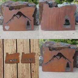 Custom State Mountain Tree Sign Oregon Recycled Steel Rustic Wall Hanging Your State Any - thumbnail 4