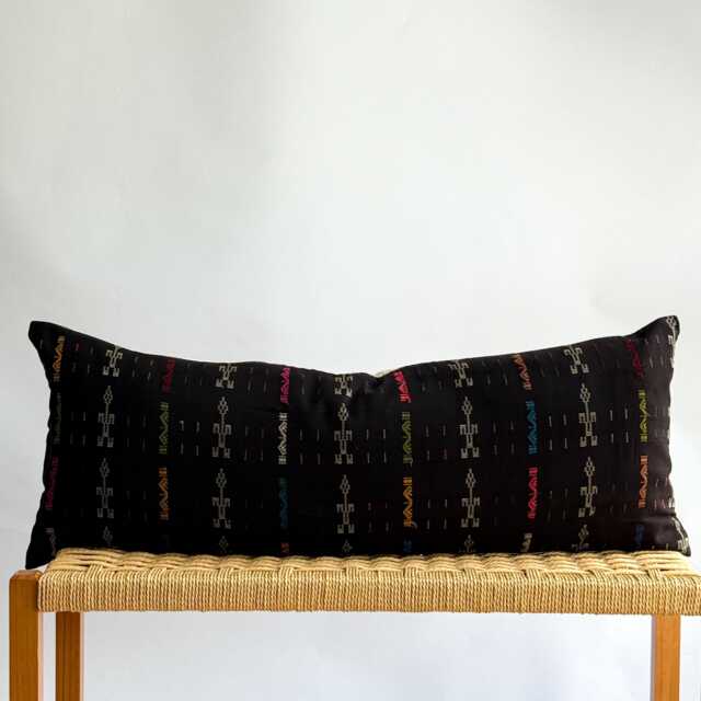 Vintage Hmong Hemp Pillow Handwoven Tribal Textile, Navy Batik - image 1