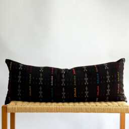 Vintage Hmong Hemp Pillow Handwoven Tribal Textile, Navy Batik - thumbnail 1