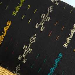Vintage Hmong Hemp Pillow Handwoven Tribal Textile, Navy Batik - thumbnail 3
