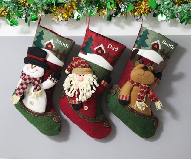 Personalized 3D Christmas Stockings Holidays Stocking-Present/Gift Collection Bag Monogrammed Stockings - image 1