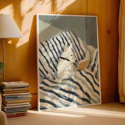 Bull Terrier Wall Art Print Dog Reading in Bed Illustration, Cozy For Bedroom Decor, Gift Pet Lovers - thumbnail 2
