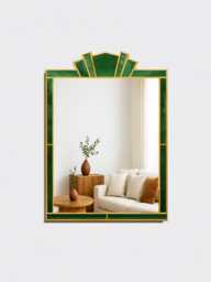 Green Stained Glass Style Wall Mirror in Art Deco Style, Mirror - thumbnail 1
