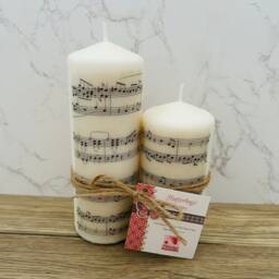 Set Of 2 Musical Notes Tall Pillar Candles, Music Themed Candle Gift Set, Teacher Gifts, Room Decorations, Gifts - thumbnail 2