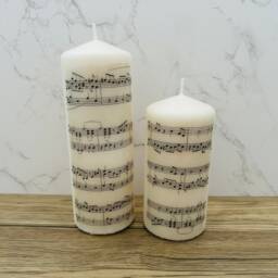 Set Of 2 Musical Notes Tall Pillar Candles, Music Themed Candle Gift Set, Teacher Gifts, Room Decorations, Gifts - thumbnail 3
