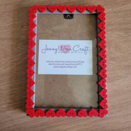 Red Wooden Heart Shaped Button Photo Frame 4 X 6 Inches - thumbnail 3