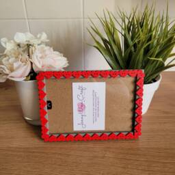 Red Wooden Heart Shaped Button Photo Frame 4 X 6 Inches - thumbnail 2