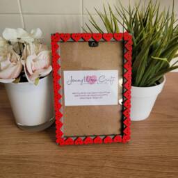 Red Wooden Heart Shaped Button Photo Frame 4 X 6 Inches - thumbnail 1