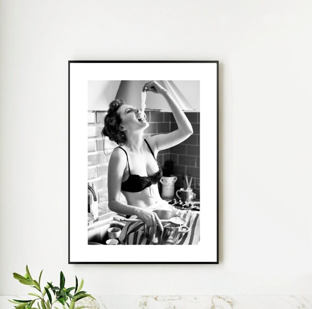 Pasta Lover Poster, Kitchen Photo Print, Black & White Funny Art Decor Living Room Wall Photography Minimalist Housewarming Gift - image 1