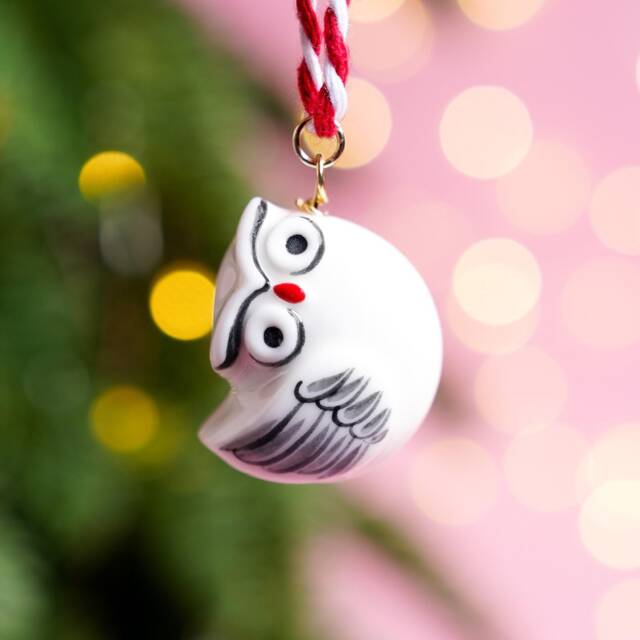 Handmade Snowy Owl Ornament Ceramic Christmas Decoration - image 1