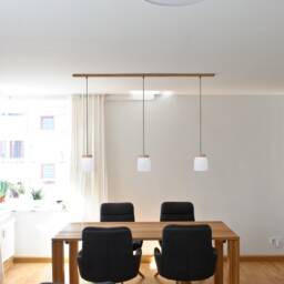 Ceramic Hanging Lamp White Or Black - Pendant Textile Cable Oak Wood Led Dining Table Counter Work Hammered - thumbnail 3