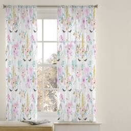 Floral Unicorn Nursery Curtains Handmade Cotton Window Covering - thumbnail 2