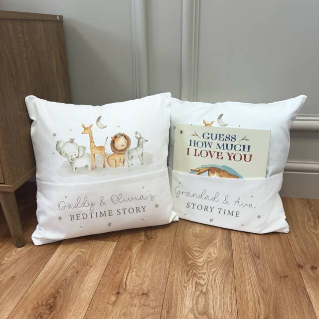 Personalised Father's Day Bedtime Story Book Cushion - Daddy & Me Gifts For Dad First Jungle - image 1