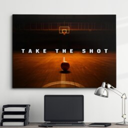Take The Shot Basketball Sports Motivational Inspirational, Framed Canvas Wall Art Poster Print, Home Office & Room Decor, Gift Idea - thumbnail 1