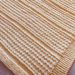 Pretty Hand Knitted Baby Blanket ~ Biscuit/Pale Yellow Lightweight Easy Care Acrylic - thumbnail 3