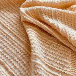 Pretty Hand Knitted Baby Blanket ~ Biscuit/Pale Yellow Lightweight Easy Care Acrylic - thumbnail 2