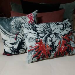 Cushion, Velvet Square Decorative Rectangular Flower Pattern Fabric - thumbnail 3