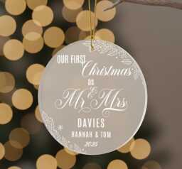 First Christmas As Mr & Mrs Ornament, Personalised Married Couple Bauble, Newlywed Gift 2025