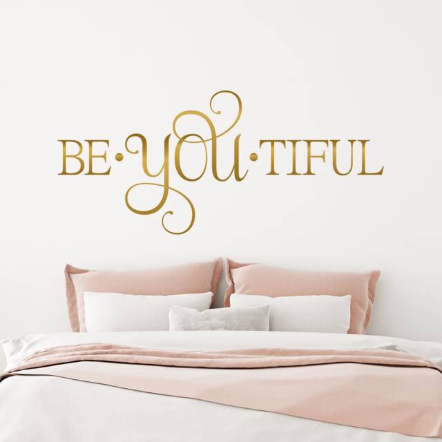 Beyoutiful Choose Your Own Color Fancy Name Decal Gold Inspiring Dorm Room Vinyl Wall Sticker Beautiful Words Swirly Decal For Girl C432 - image 1