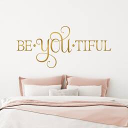 Beyoutiful Choose Your Own Color Fancy Name Decal Gold Inspiring Dorm Room Vinyl Wall Sticker Beautiful Words Swirly Decal For Girl C432 - thumbnail 1