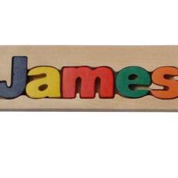 Personalized Name, Puzzle Personaziled Toy, Baby Wooden Custom Name Puzzle, Free Engraving, James - thumbnail 2