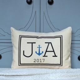 Personalized Couples Anchor Pillow, 2nd Anniversary Cotton Boat Nautical, Christmas, Christmas Boating, Anchor - thumbnail 3