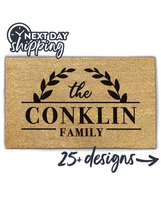 Best Selling Family Doormat With Flower Details - Custom Wreath Housewarming Gift Detailed Boho Home Decor - image 1