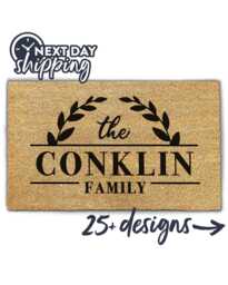 Best Selling Family Doormat With Flower Details - Custom Wreath Housewarming Gift Detailed Boho Home Decor - thumbnail 1