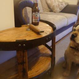 Oak Side Lamp End Table Sideboard Made A From Oak Bourbon Whisky Barrel - thumbnail 2