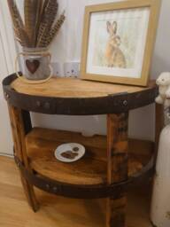 Oak Side Lamp End Table Sideboard Made A From Oak Bourbon Whisky Barrel - thumbnail 1