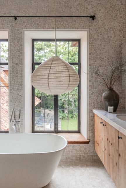 Handmade Taupe Linen Pendant Light Shade - Metro Wabi Sabi Lamp Home Decor - image 1